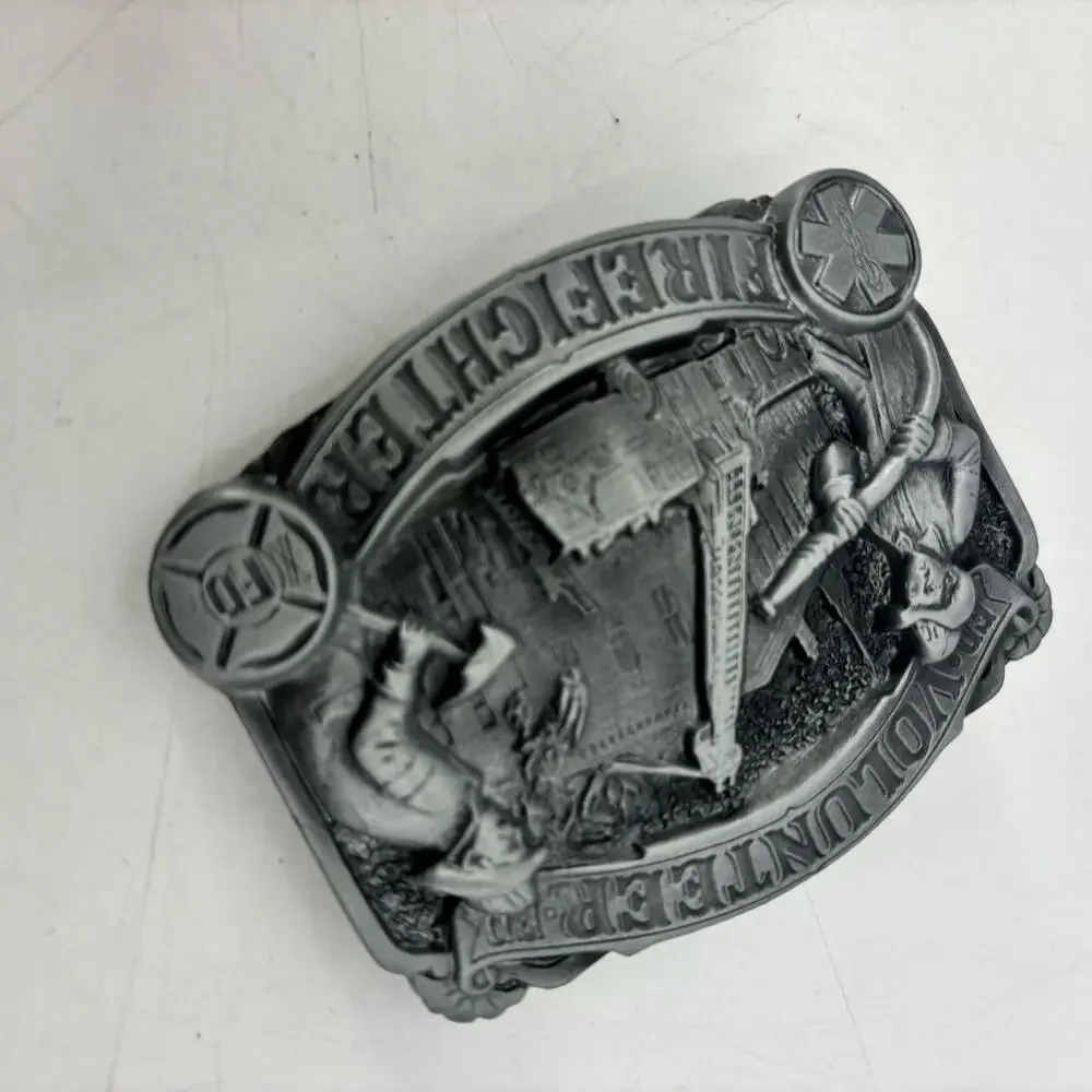 Firefighter Belt Buckle Great American Buckle Co Western Volunteer